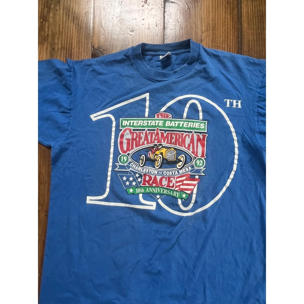 Vintage 1992 Interstate‎ Batteries Great American Race T-Shirt XL Made in USA
